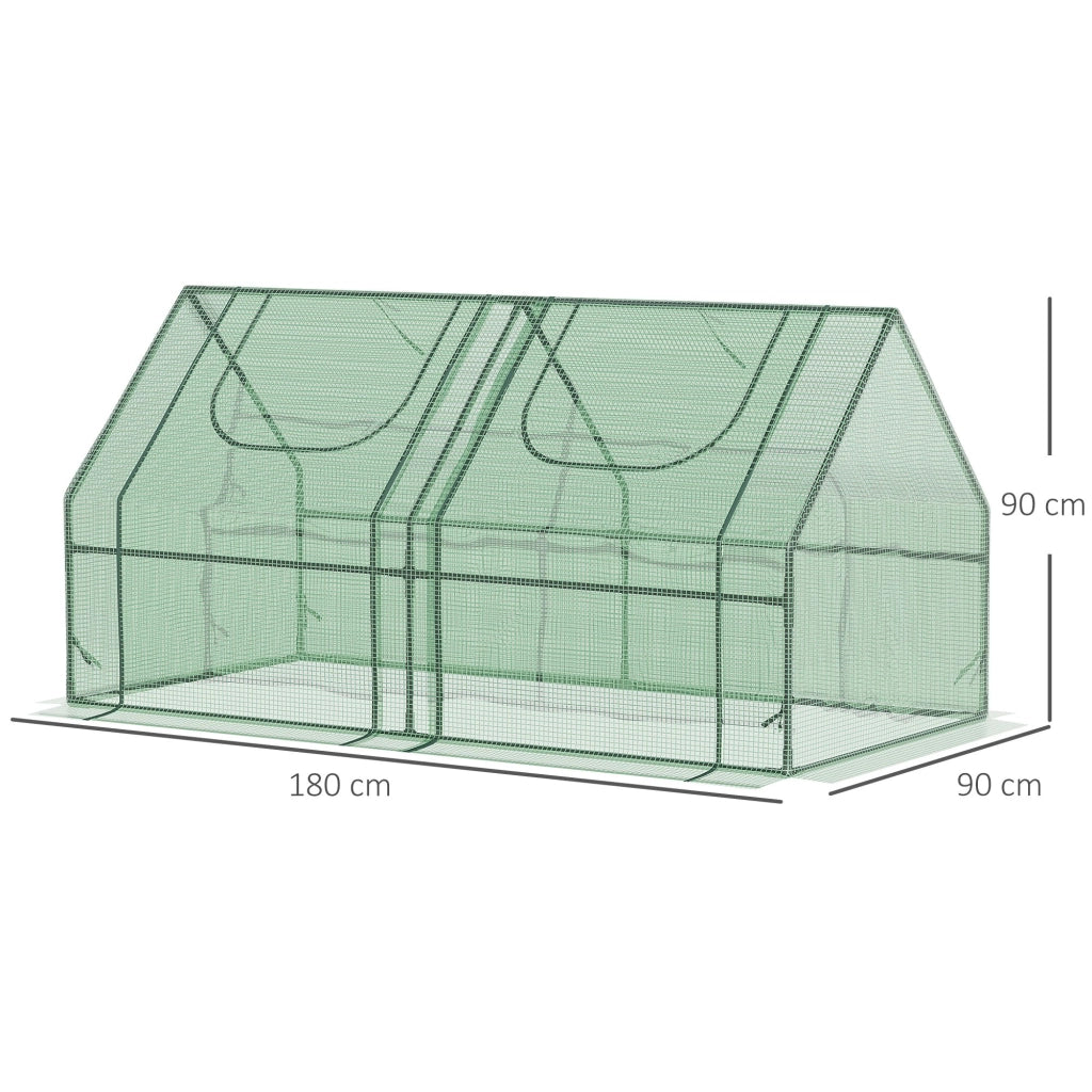 Serra per Piante 2 Coperture PE PVC ¨C zephmum ¨C Struttura Acciaio Verde 180x90x90cm