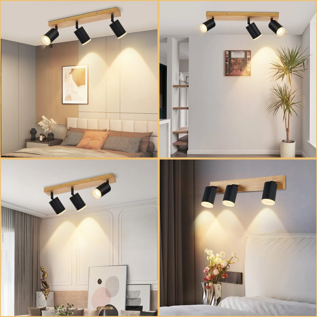 ZMH Faretto da soffitto LED 3 luci GU10 acrilico girevoli 350° per soggiorno