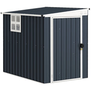 Casetta da Giardino con Finestra 128x193x161-181H cm con Serratura e Chiavi Incluse in Acciaio Grigio Scuro