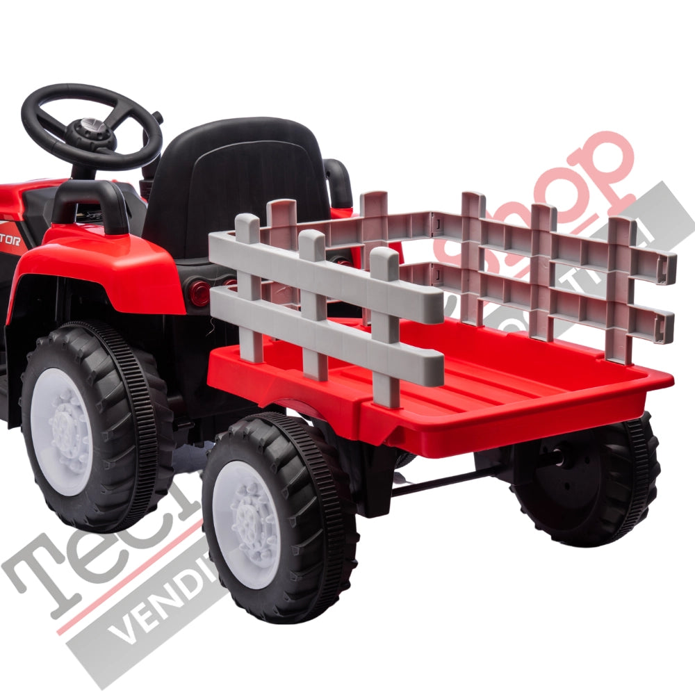 Tecnobike Shop - Trattore Elettrico Per Bambini  con Rimorchio 12V-Rosso