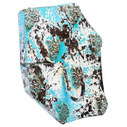 Appendino in legno intagliato con finitura blu anticata artigianale 16x0x8h cm