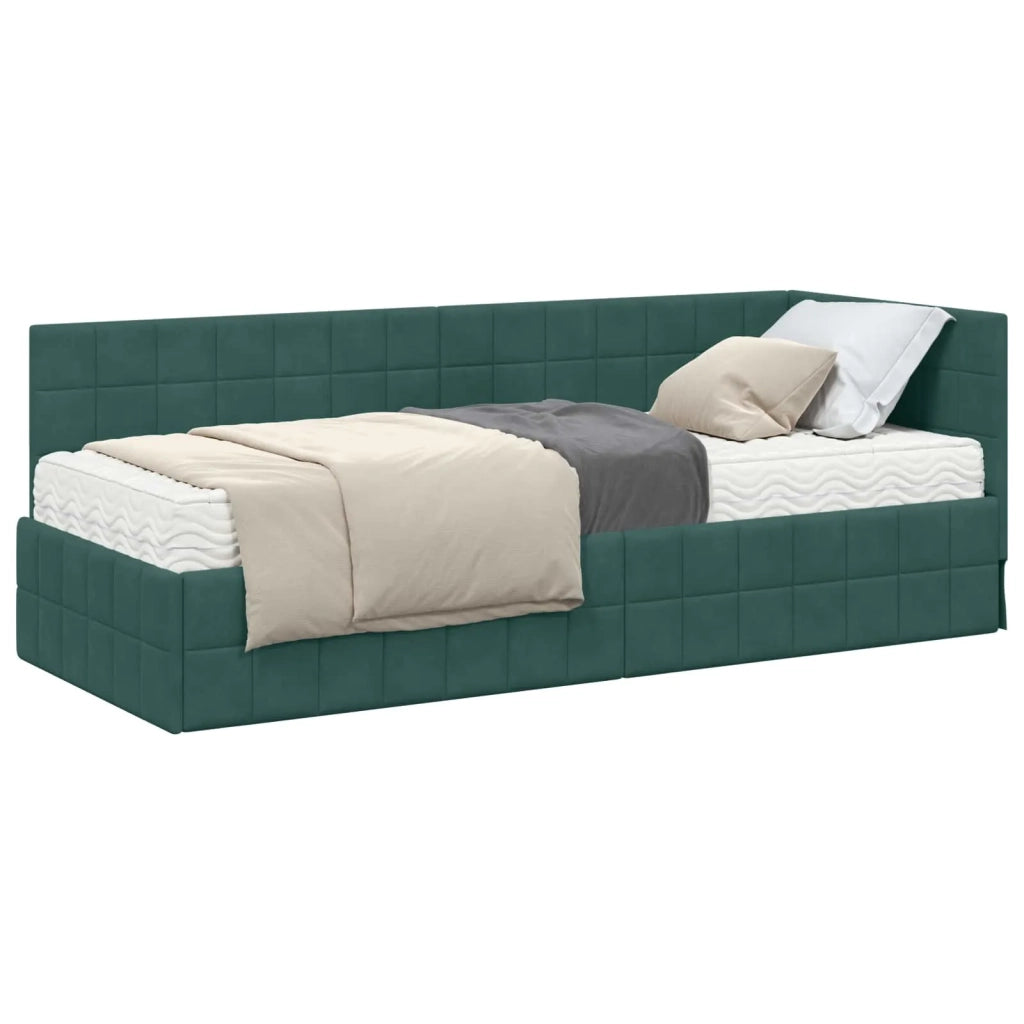 Struttura Letto Angolare con Materasso 2 pz-Giroletto con materasso Verde Velluto 983210