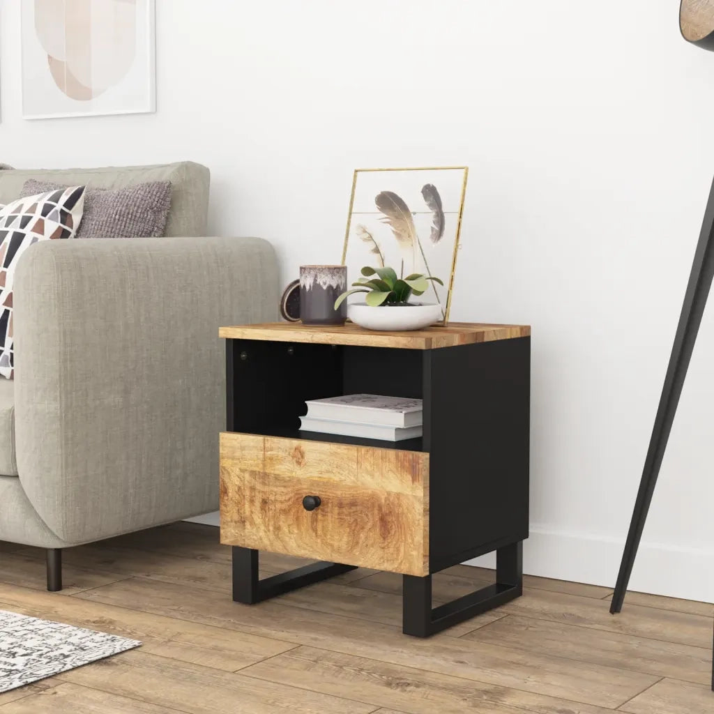 Comodino in Legno Massello di Mango e Legno Multistrato cod mxl 30841
