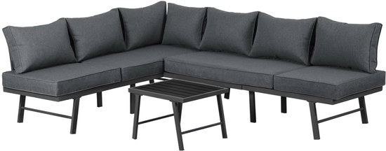 Banco per Giardino - Grigio - 5 Persone - 3 Sedili - Cuscini