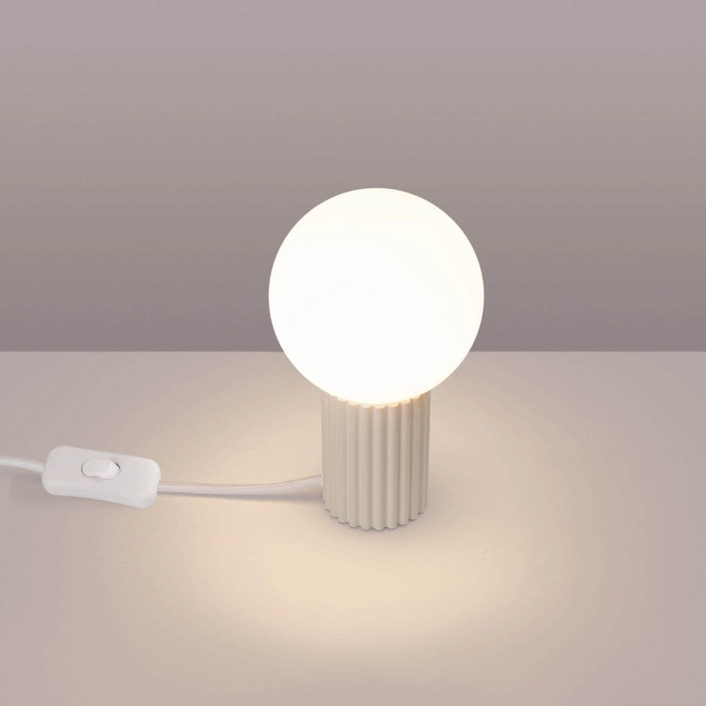 Lampada da tavolo SFERA Pure Lume beige rigata G9 vetro