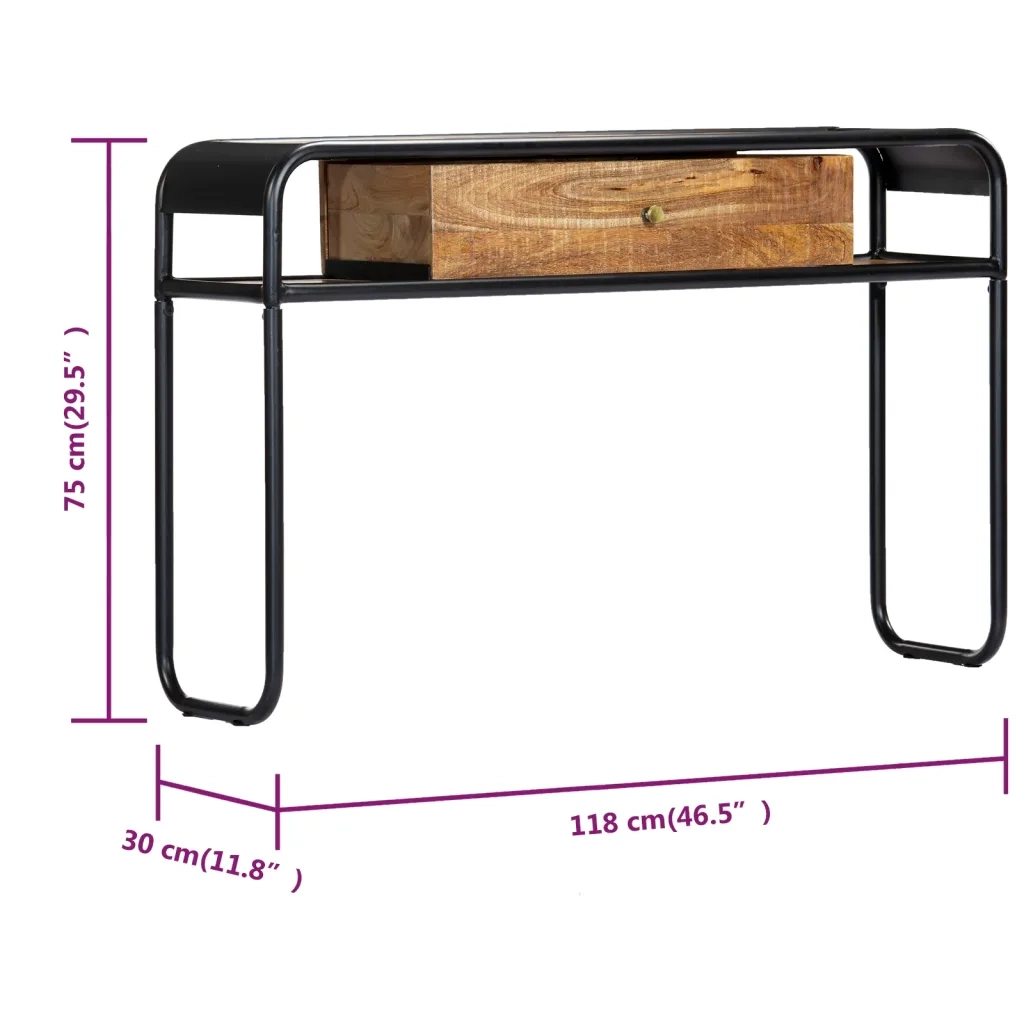 Tavolo Consolle | Tavolo d'Ingresso 118x30x75 cm in Legno Massello di Mango