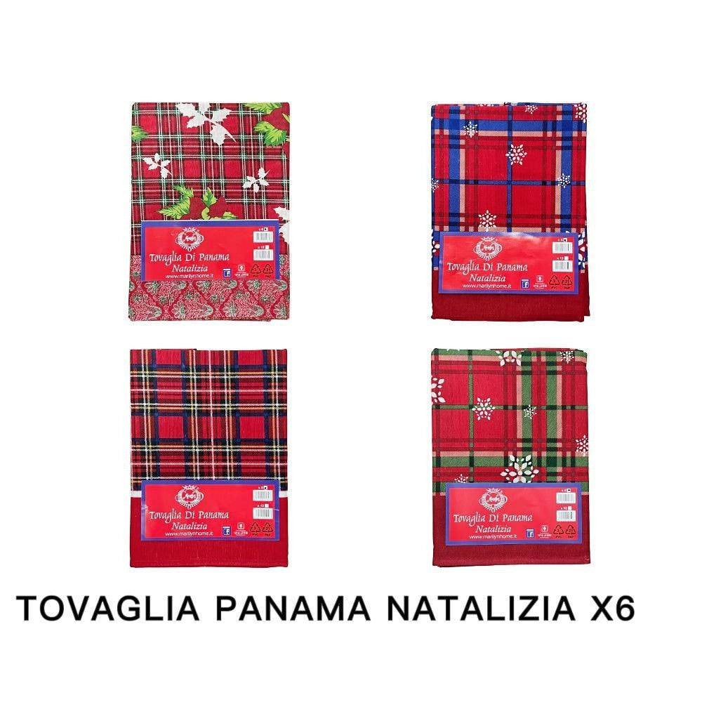 Trade Shop - Tovaglia Natalizia Panama Tessuto Resistente Tema Natale Varie Fantasie 6 Posti -