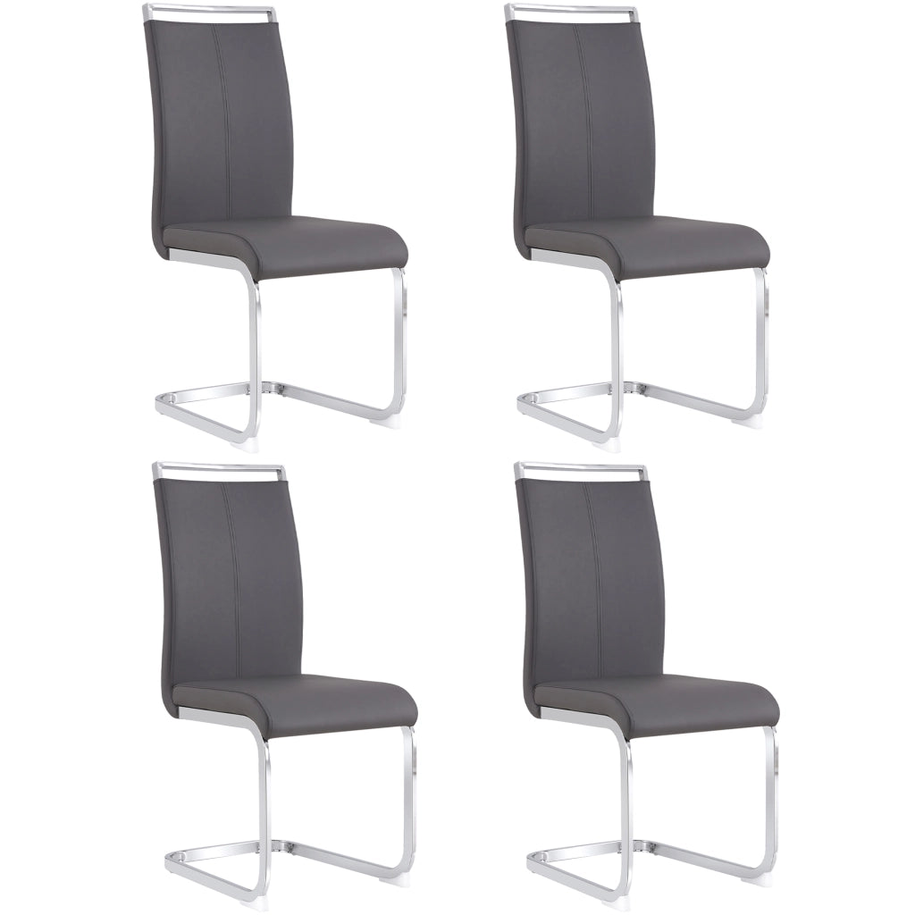 Sedie da Pranzo Imbottite in Similpelle ¨C Xylo ¨C Grigio, Set 4 Pezzi, Gambe in Metallo