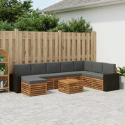 Set di divani da esterno con cuscino 9 pcs Naturale e Antracite