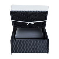 Lettino Prendisole da Giardino di Lusso in Rattan Sintetico e Alluminio Nero