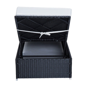 Lettino Prendisole da Giardino di Lusso in Rattan Sintetico e Alluminio Nero