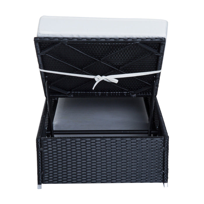 Lettino Prendisole da Giardino di Lusso in Rattan Sintetico e Alluminio Nero