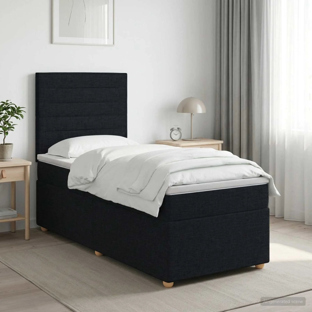 Letto box spring con materasso Nero 90 x 190 cm Tessuto 3453769