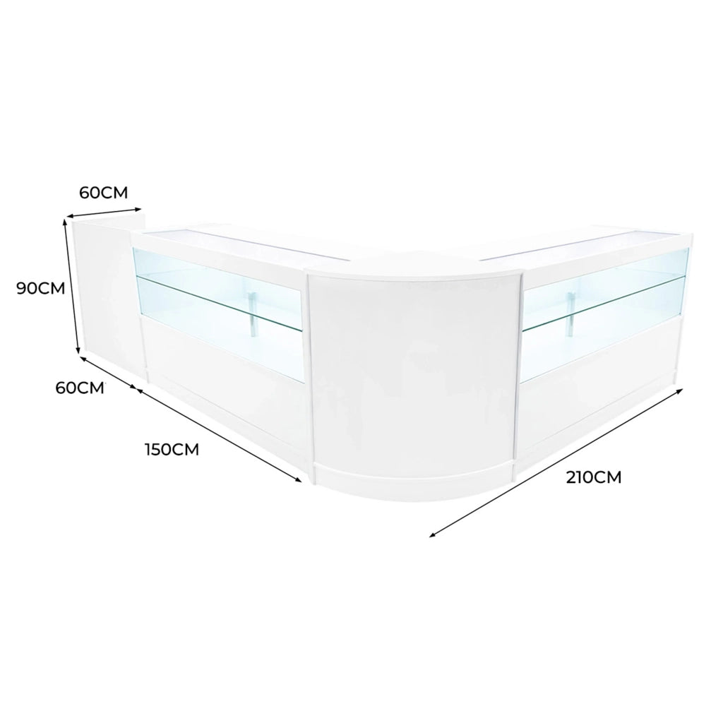 Set Banconi Negozi Bianco Phoenix LED C1500 CM60 TB60 con Serrature e Vetrina