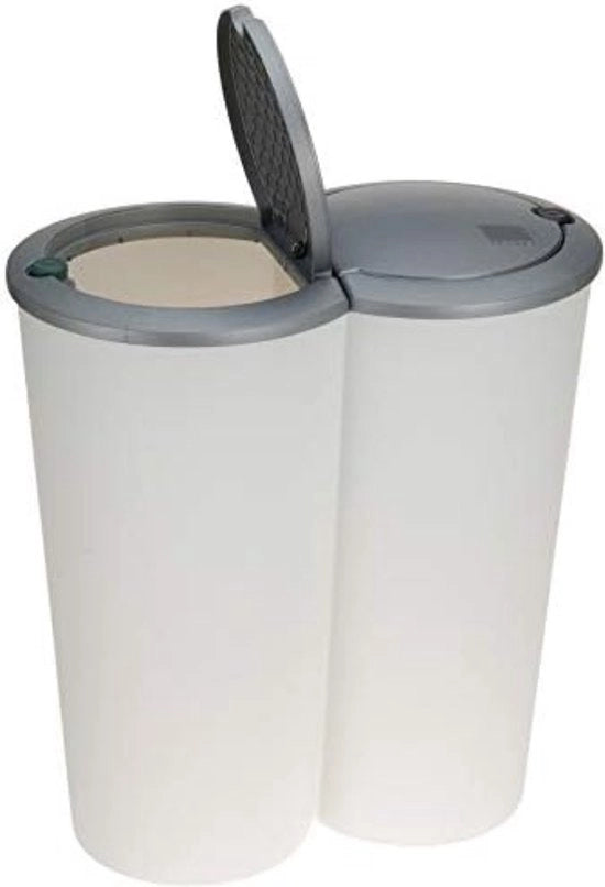 Contenitore per rifiuti 50 litri - 2x25l Contenitore per rifiuti Duo - 50 x 30 x 55cm - Argento