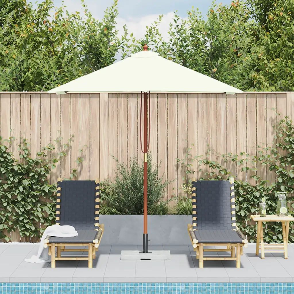 Ombrellone da Esterni-Ombrello da giardino con Palo in Legno 150x200 cm Sabbia