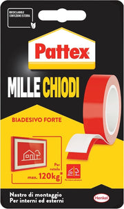 Nastro Biadesivo Extra Forte Millechiodi 19 mm x 1,5 m per Interni ed Esterni Fino a 120 kg di Tenuta Pattex Henkel