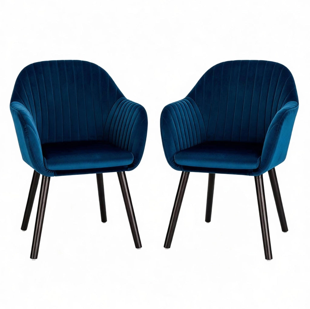 Sedia da pranzo 42x50x81 cm blu con braccioli, set da 2