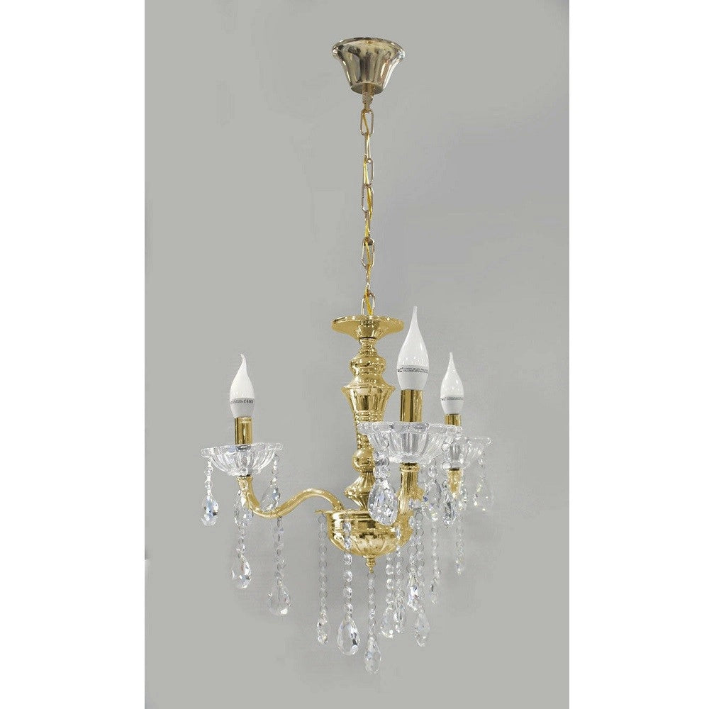 Trade Shop - Lampadario Soffitto 3 Bracci A Sospensione Con Catena Gocce Pendenti Lampada A26 -