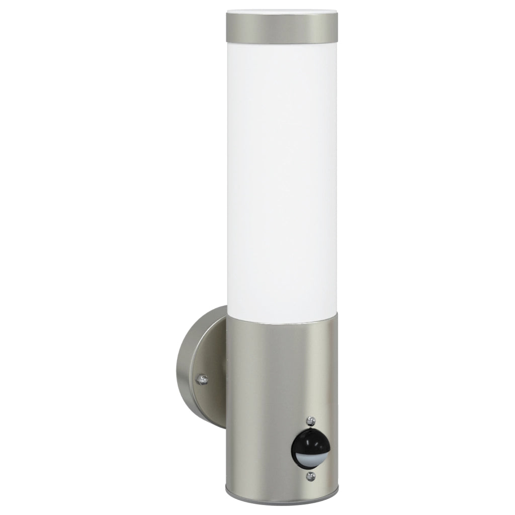 Applique da esterno  con sensore in acciaio inox argento IP44