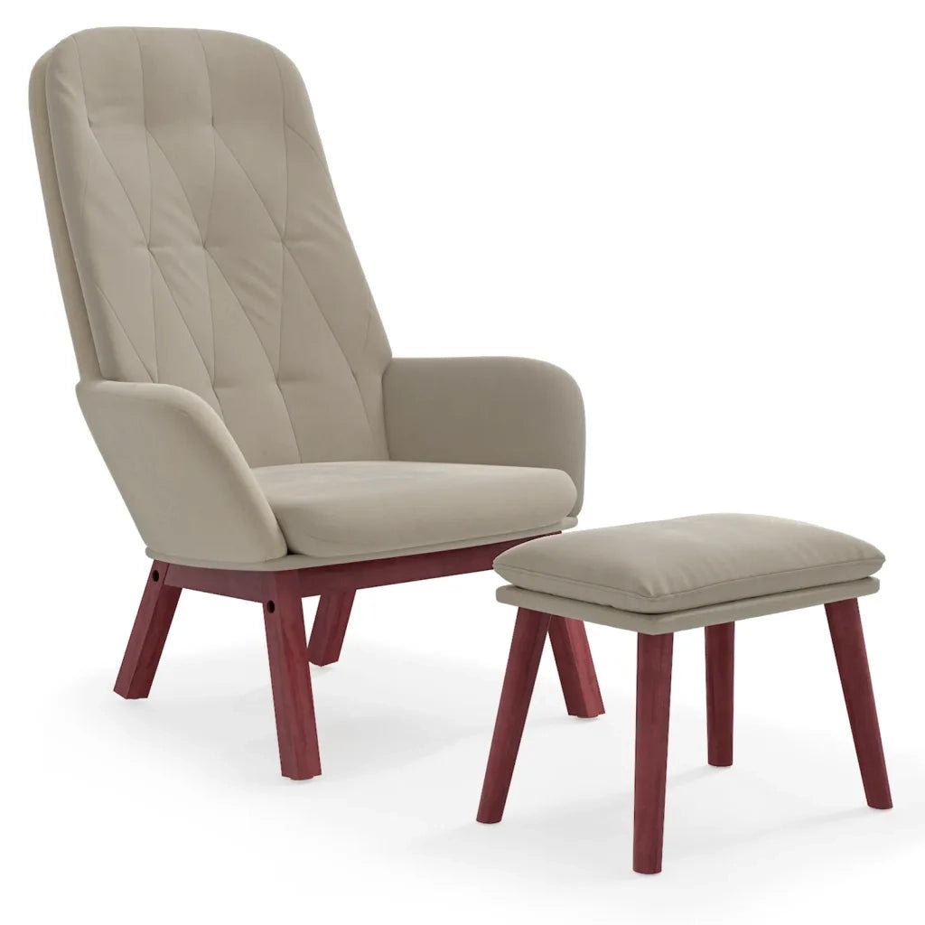 Poltrona Relax con Poggiapiedi Grigio Chiaro in Velluto cod mxl 13644