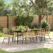 Set da Pranzo da Giardino 7 Pezzi Marrone Polyrattan