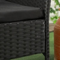 Divanetto per Esterni 2 Posti con Tavolino da Caffè, in Acciaio e Rattan PE, 137x59x82 cm, Nero