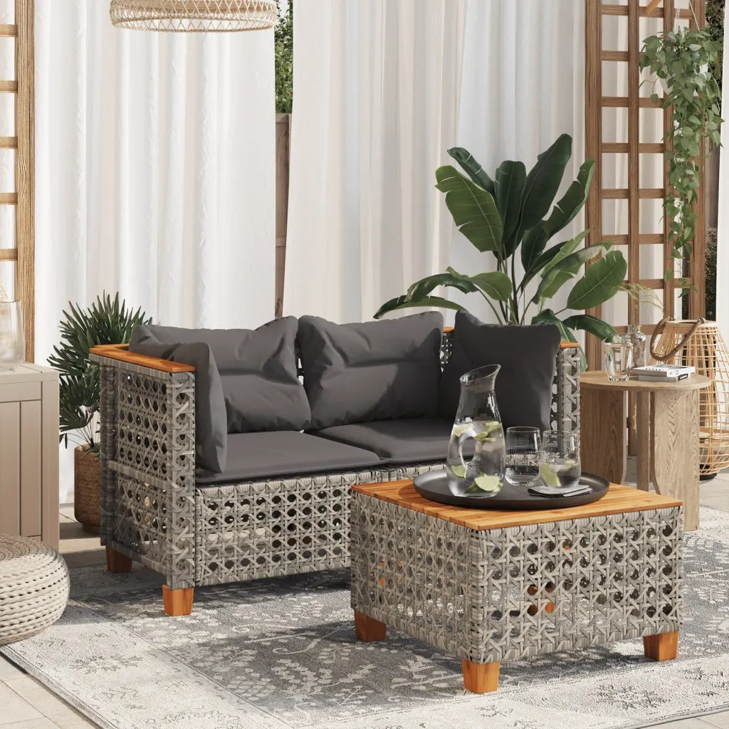 Divani Angolari da Giardino con Cuscini 2pz Polyrattan Grigio 365936