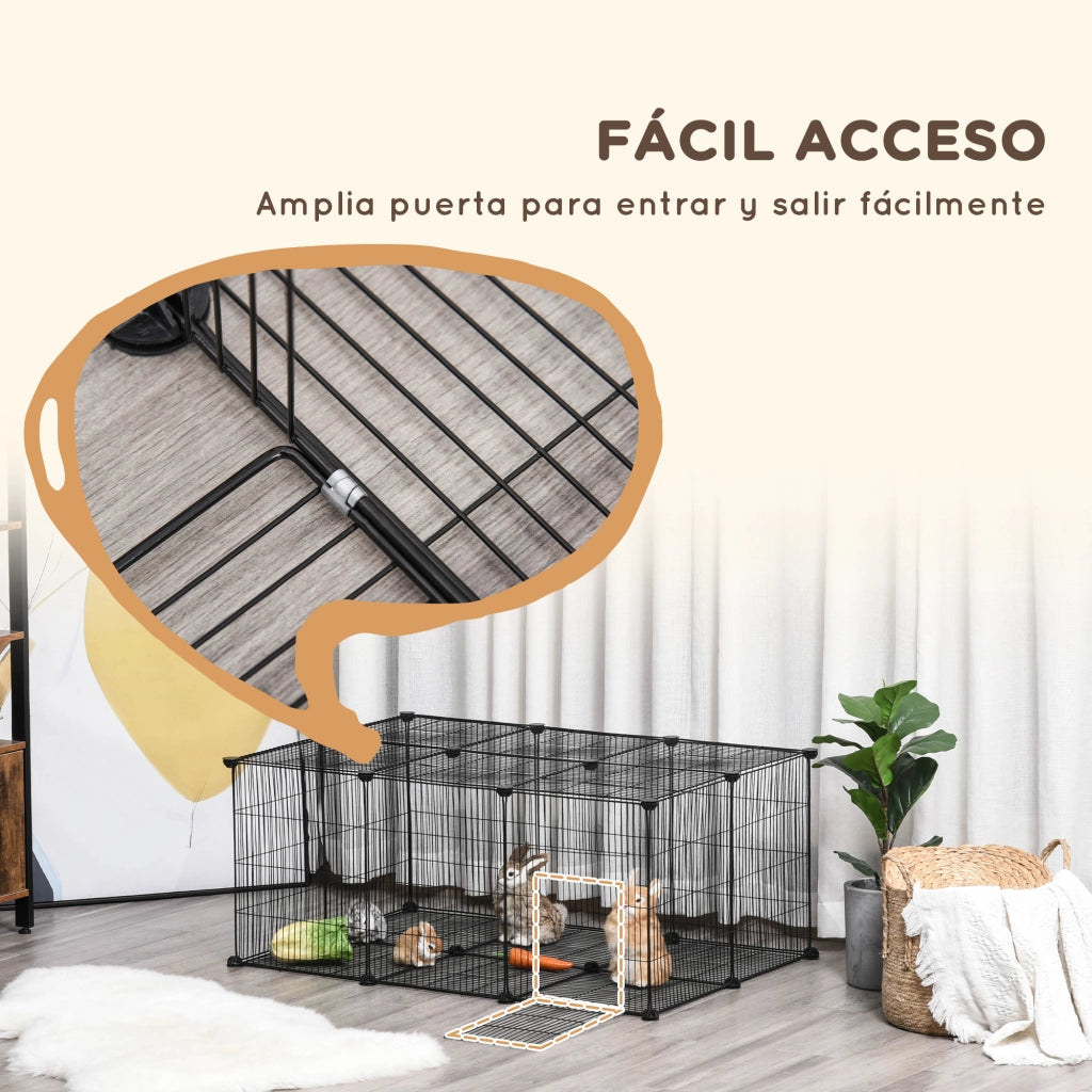 Gabbia per Animali 22 Pannelli ¨C zephmum ¨C Nero 105x70x45 cm