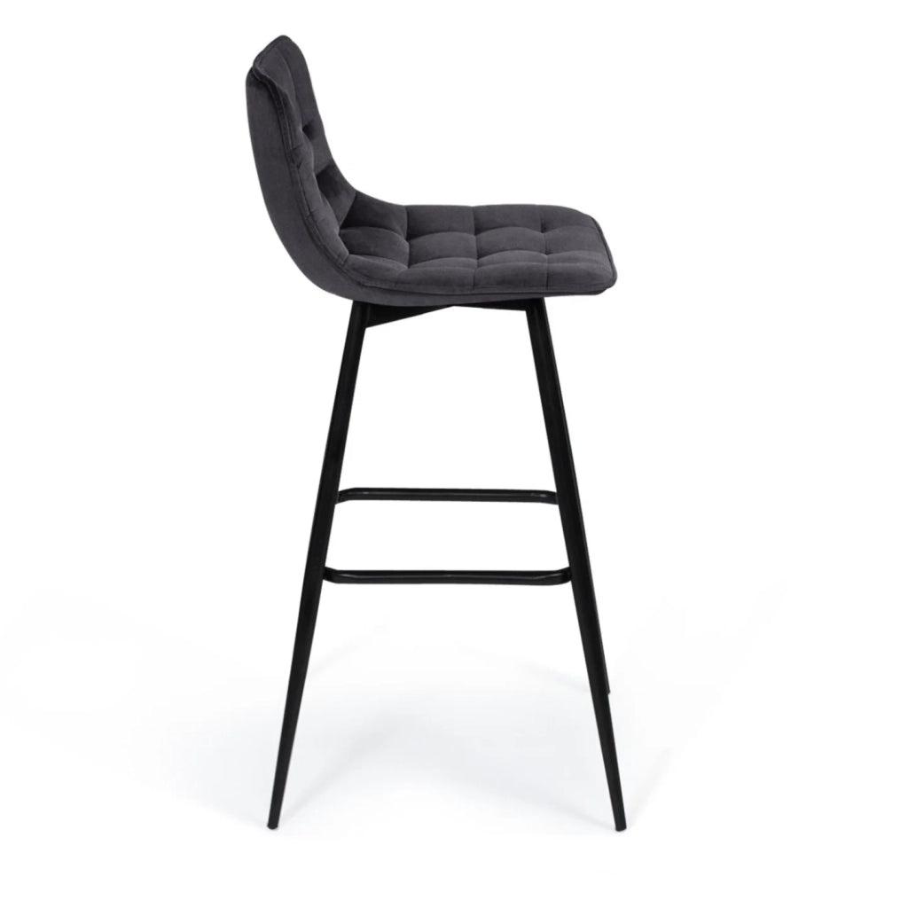 IDMarket - Set di 4 sgabelli da bar MADY in velluto grigio scuro