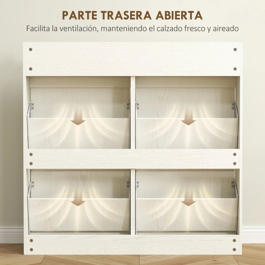 Scarpiera con Cassetti e Ripiani ¨C zephmum ¨C Bianco 98x19.2x95.3 cm