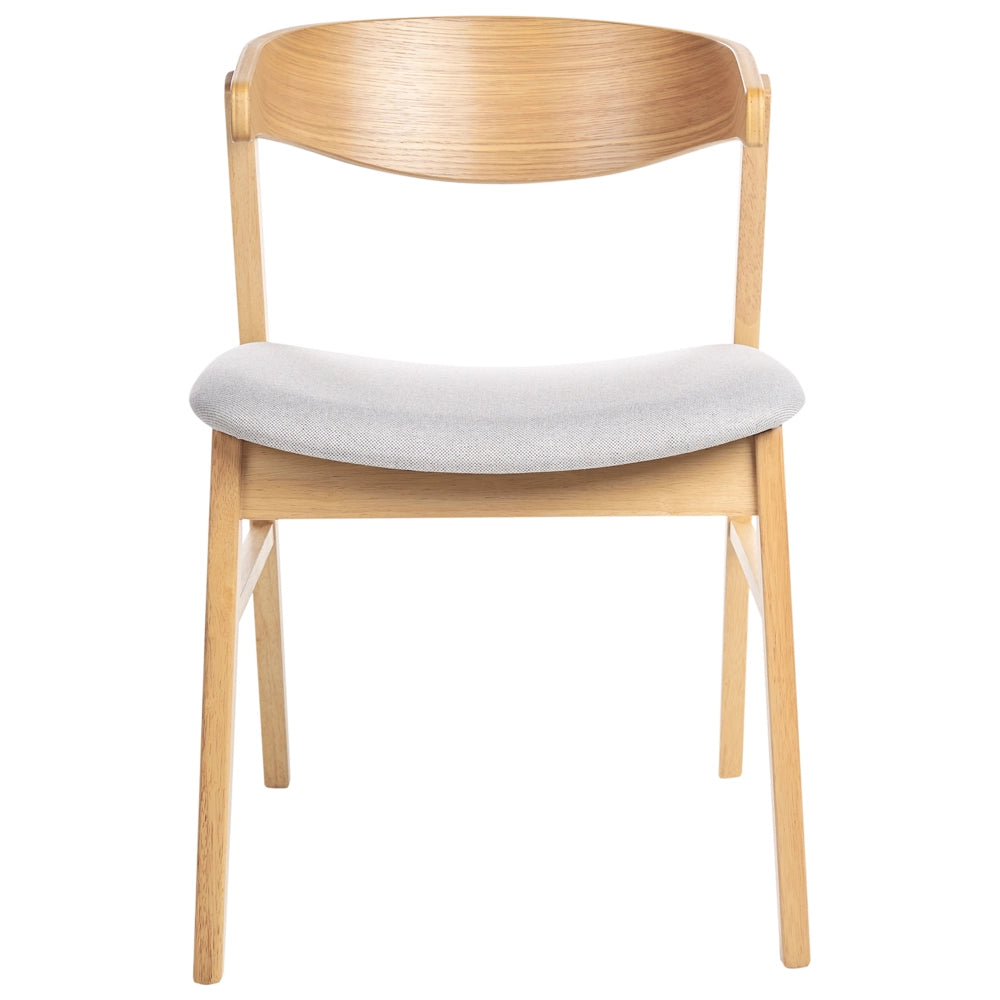 Set di 2 sedie da pranzo in legno chiaro e tessuto poliestere grigio Gambe in legno di gomma Stile retrò tradizionale