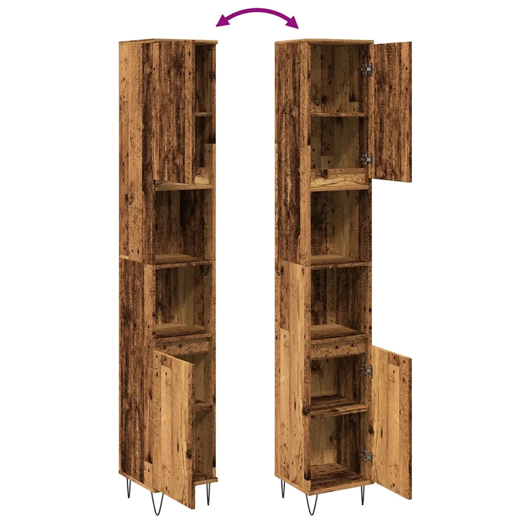 Armadietto Bagno | Armadio da bagno Legno Antico 30x30x190 cm in Legno Multistrato