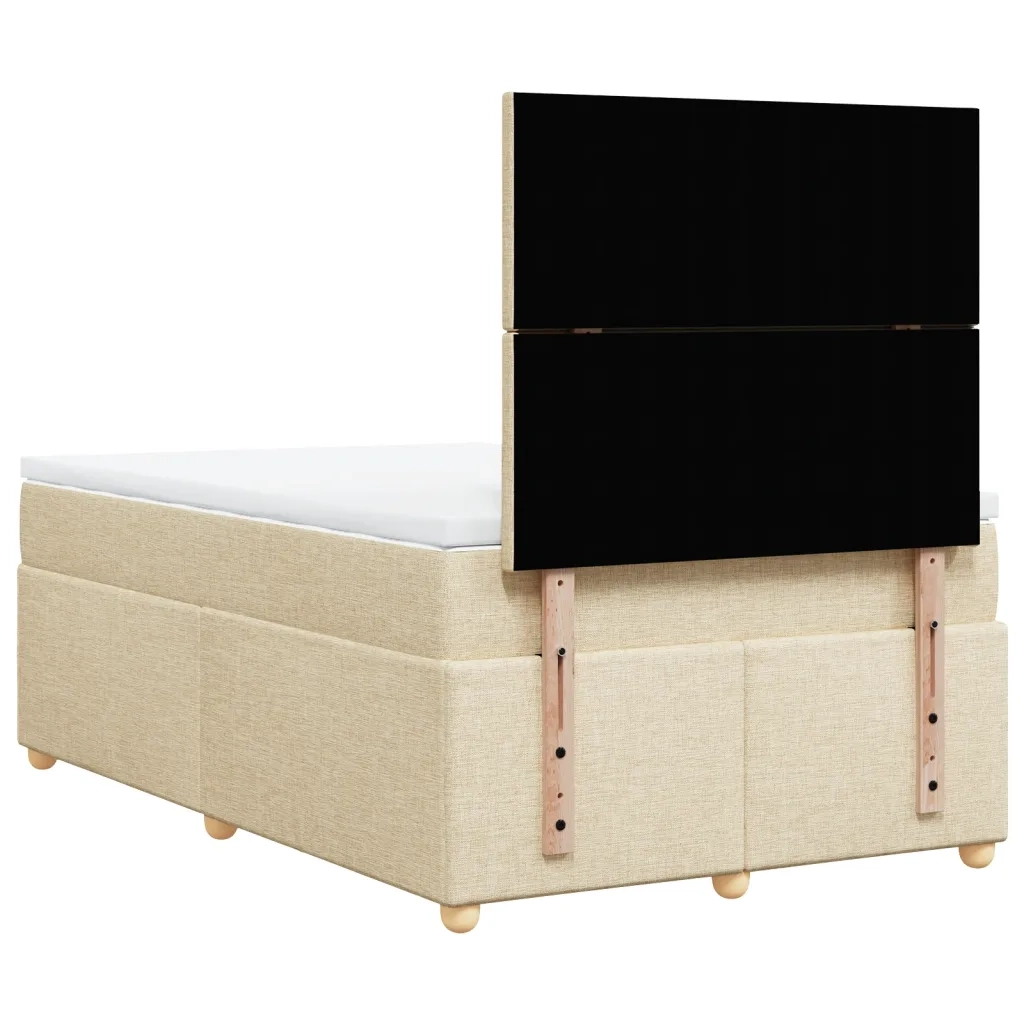 vidaXL Giroletto a Molle con Materasso Crema 120x190 cm in Tessuto
