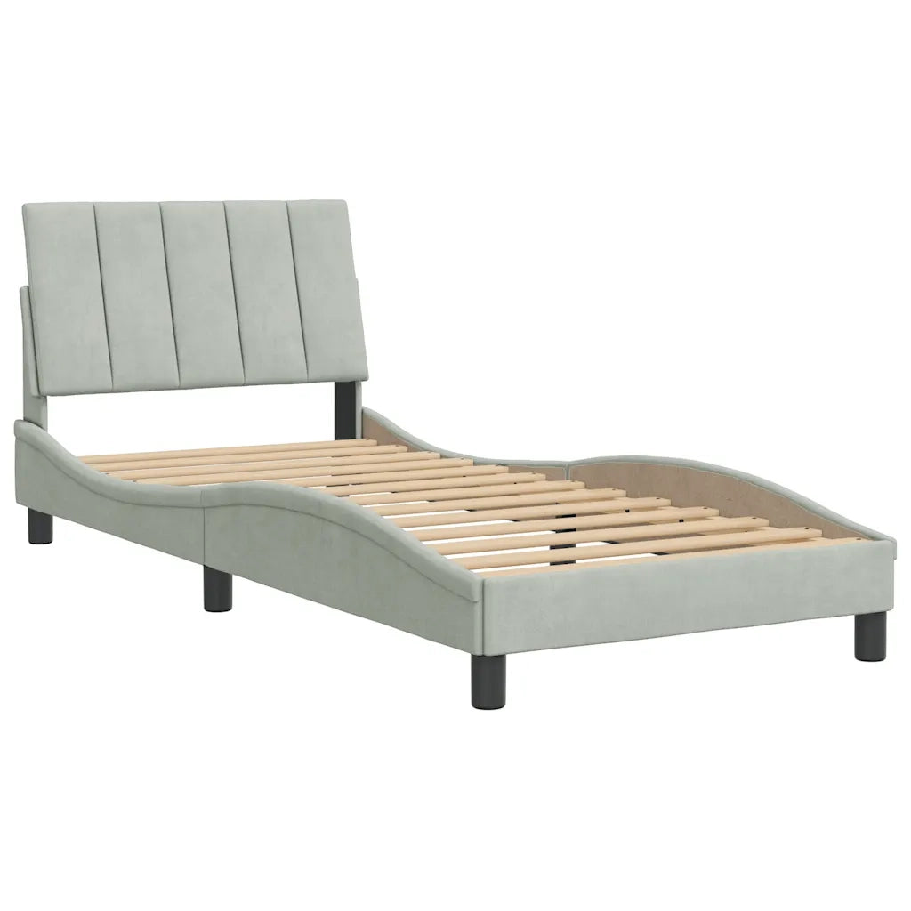 Giroletto senza Materasso Hanko Grigio Chiaro 90x200 cm Velluto