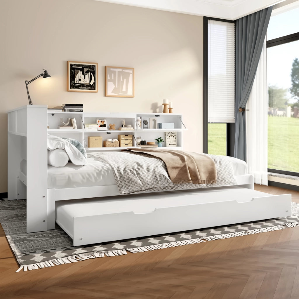 Daybett con funzione divano letto in pino bianco 140x200 cm