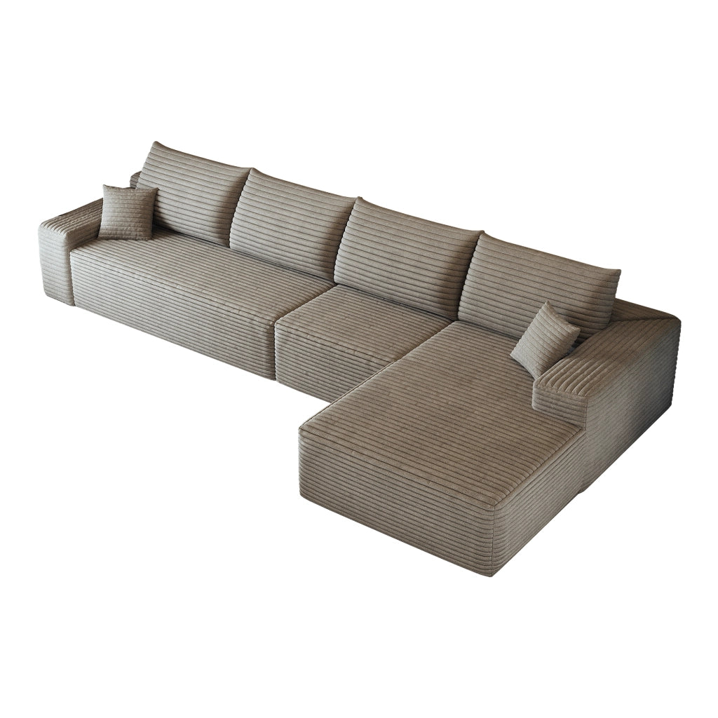 Divano angolare modulare - con schiuma ad alta elasticità e montaggio semplice - in tessuto a coste camel - 270 × 175 × 83 cm