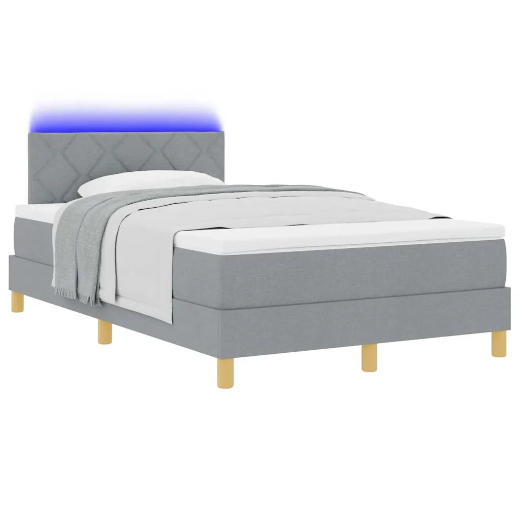 Letto a Sorgente LED Grigio chiaro 120 x 200 cm Tessuto 3342506