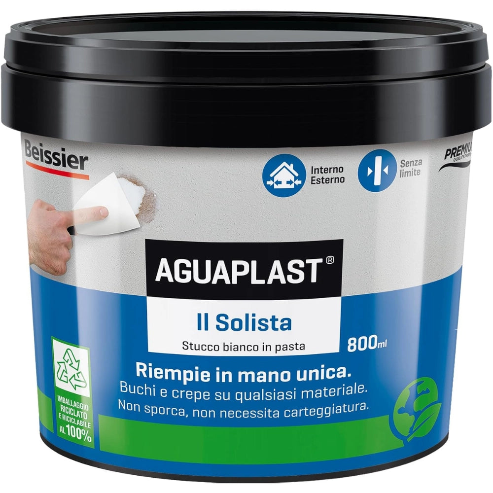 Aguaplast il solista stucco leggero in pasta per riempire buchi e crepe *** formato 800 ml, confezione 1