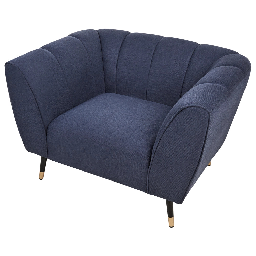 Poltrona Blu Scuro Rivestimento in tessuto Seduta larga e profonda basso Moderno Accogliente