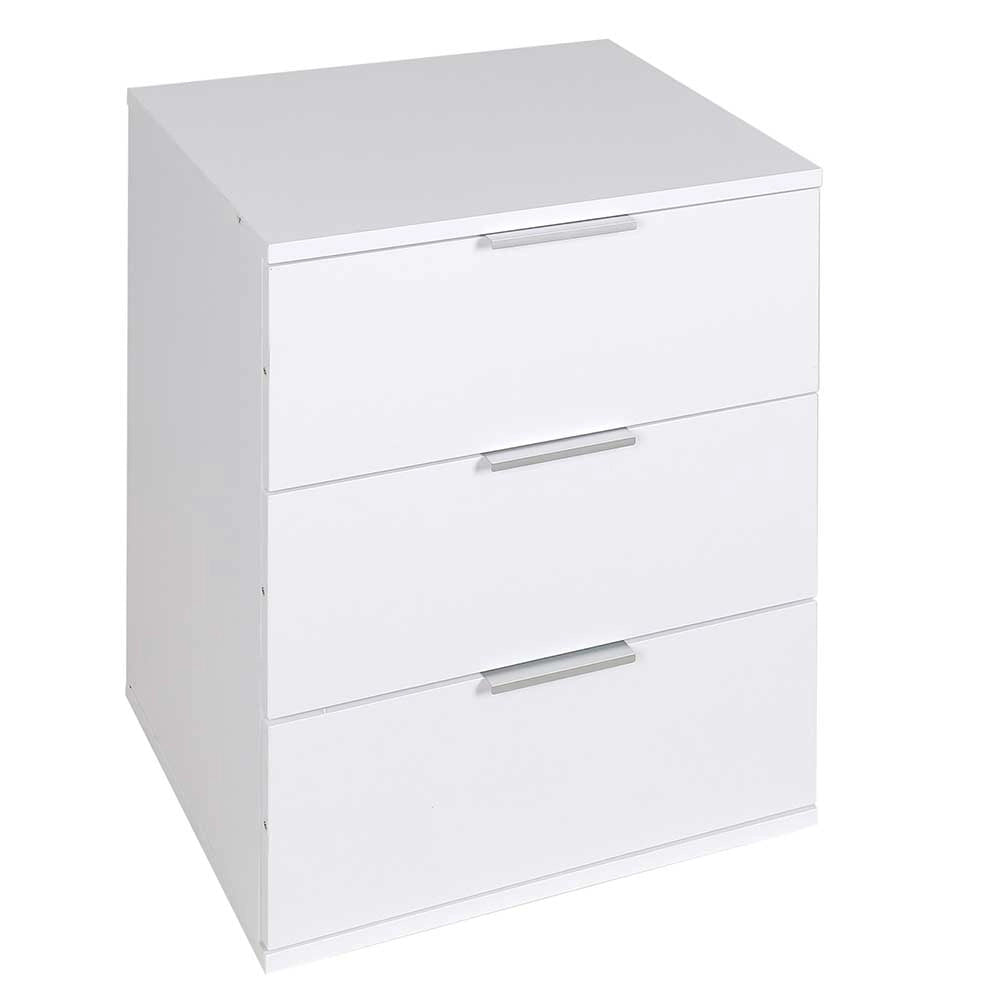 Comodino Mobiletto Cassettiera 3 Cassetti Design Moderno in legno MDF Bianco
