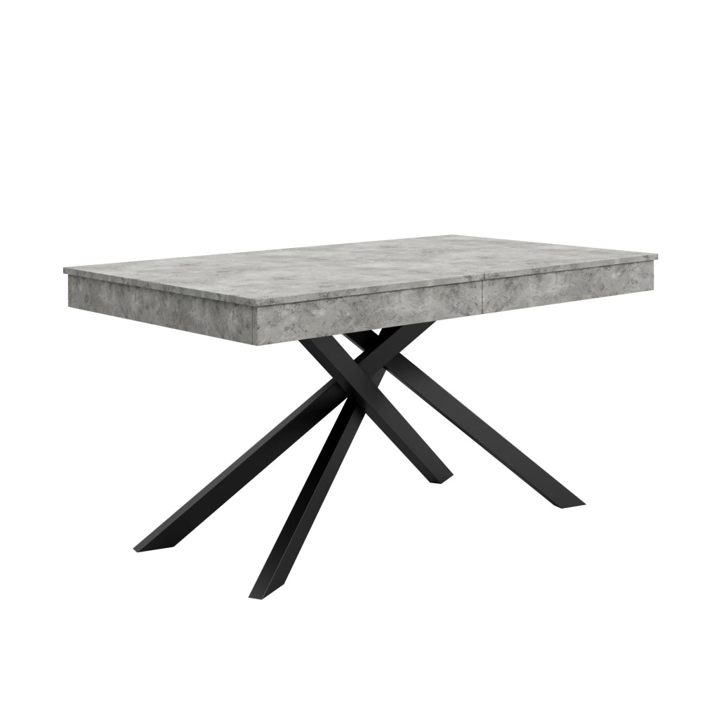 Tavolo da pranzo allungabile 140/180x80 cm in MDF grigio; piano spesso 93 mm