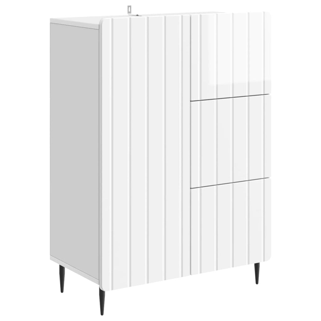 Credenza Bianco Lucido 66 x 34,5 x 91,5 cm Legno ingegnerizzato