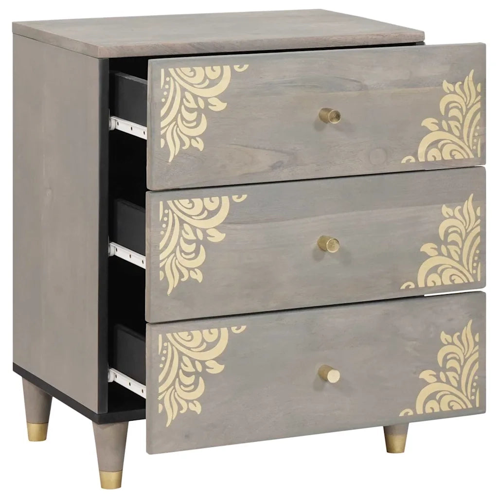 Armadio da Notte Grigio 50 x 33 x 62 cm Legno di mango massello 4018781