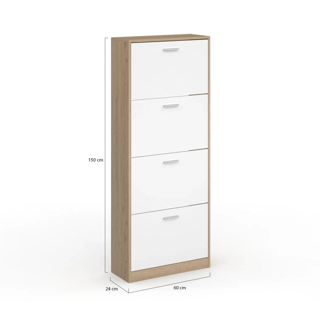 IDMarket - Scarpiera effetto faggio con 4 ante bianco