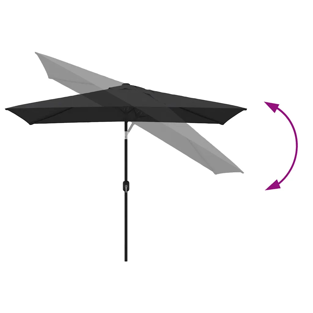 Ombrellone da Giardino con Palo in Metallo 300x200 cm Nero 47128