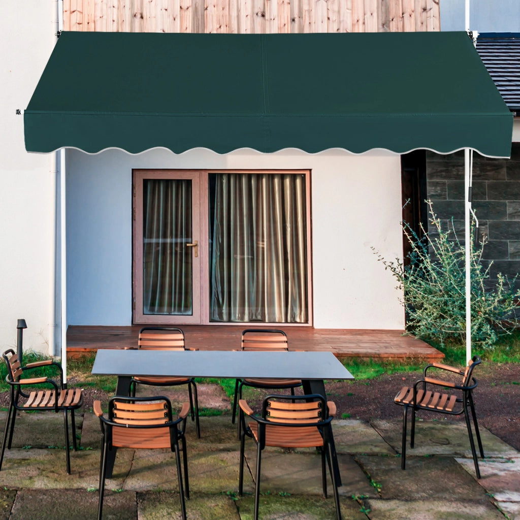 Tenda a bracci da 250 cm di larghezza senza forare da balcone resistente ai raggi UV, Tenda regolabile in altezza Verde