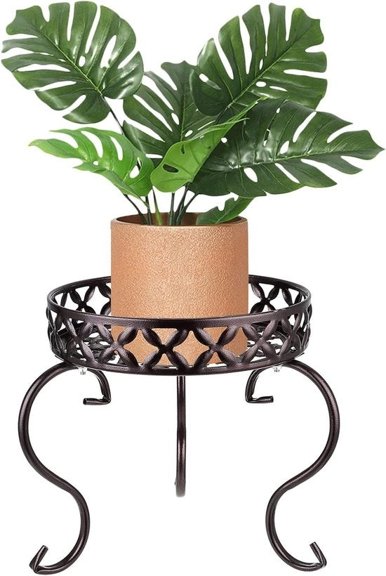 Supporto per piante in metallo marrone per vasi a forma rotonda - alto per fiori, giardino, casa e terrazzo