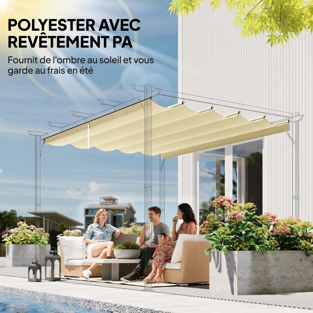 Tenda per Pergola Retrattile ¨C Zephmum ¨C 400x300 cm Crema
