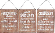 Set di 3 piatti metallici H20 cm frasi di amicizia decorazione per parete decorazione per casa regalo set di piatti